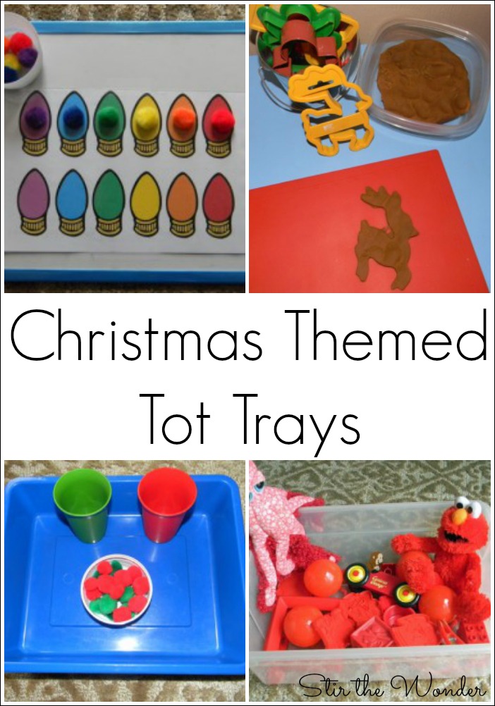 Christmas themed Tot Trays are a fun and simple way to provide toddlers with daily learning activities. Most of these activities focus on fine motor skills and early math. 