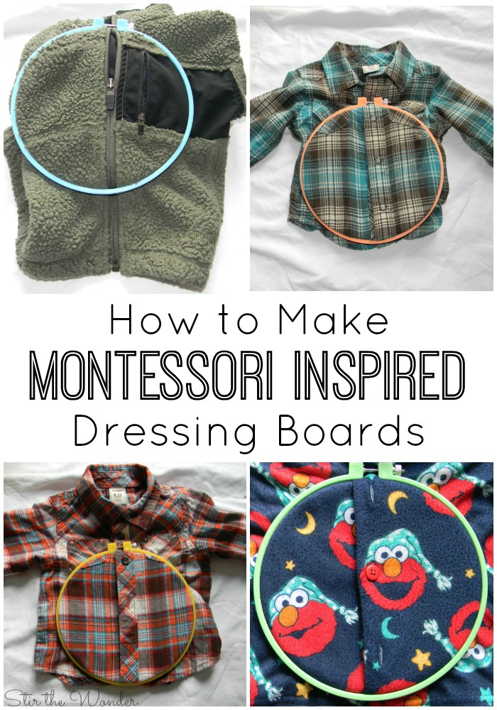 These super easy DIY Montessori Inspired Dressing Boards are a wonderful way to teach toddlers and preschoolers how to work those buttons, snaps & zippers so they can learn to dress themselves!