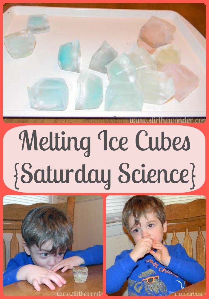 Melting Ice Cubes {Saturday Science} | Stir the Wonder #kbn #saturdayscience #science #preschool #homeschool
