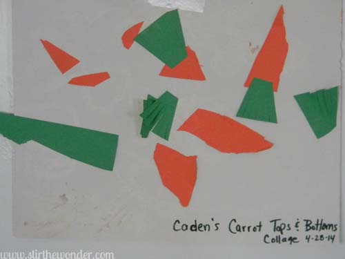 The Carrot Seed Collage | Stir the Wonder #bfiar #handsonplay #preschoolart
