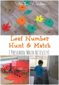 Leaf Number Hunt & Match | Stir the Wonder #STEM #preschoolmath #kbn