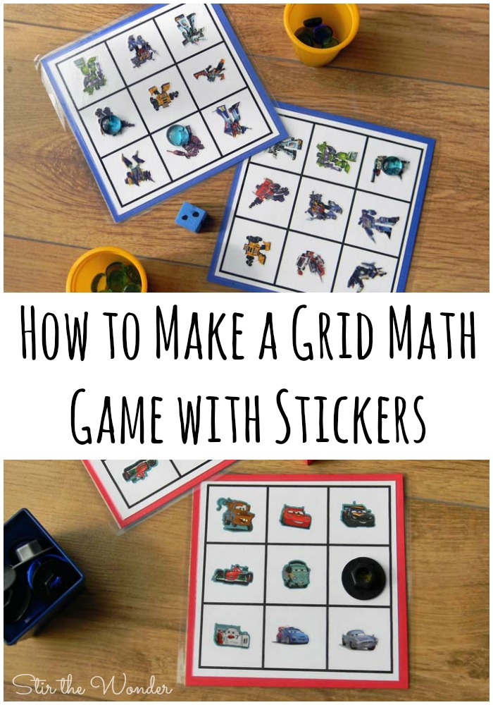 How to Make a Gird Math Game with Stickers | Stir the Wonder #preschoolmath #STEM #kbn