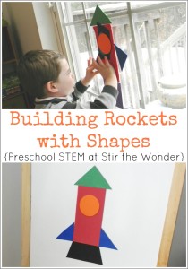 Building Rockets with Shapes is a fun, hands-on geometry activity for preschoolers! | STEM Saturday at Stir the Wonder