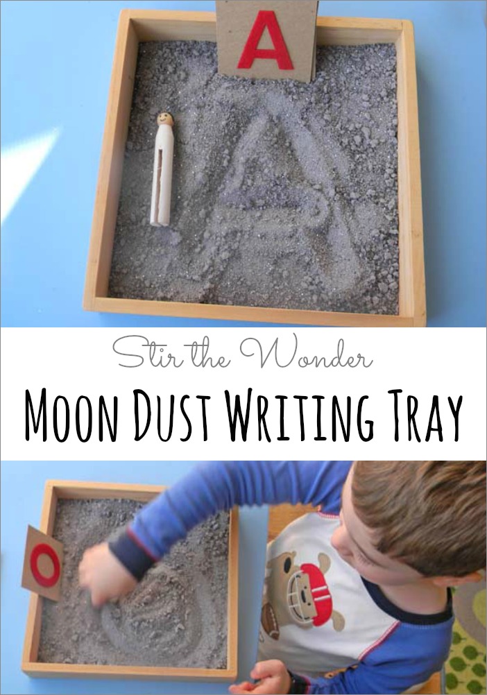 Moon Dust Writing Tray | A fun space-themed twist on the classic salt writing tray!