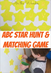 Preschoolers will love hunting around the house or room looking for stars to match! It's a great activity to get kids active while practicing fine motor skills and letter recognition! | Fine Motor Fridays at Stir the Wonder