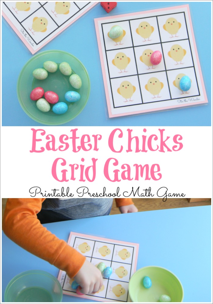 Easter Chick Grid Game, a simple counting game for preschoolers! 