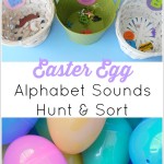 Easter Egg Alphabet Sounds Hunt & Sort is a fun way to practice letter recognition and learn alphabet sounds with Montessori alphabet sounds objects.