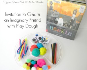Setting up an Invitation to Create an Imaginary Friend with Play Dough is so quick and easy! Plus this activity goes really well with the 2015 Caldecott Medal winner, The Adventures of Beekle: The Unimaginary Friend!