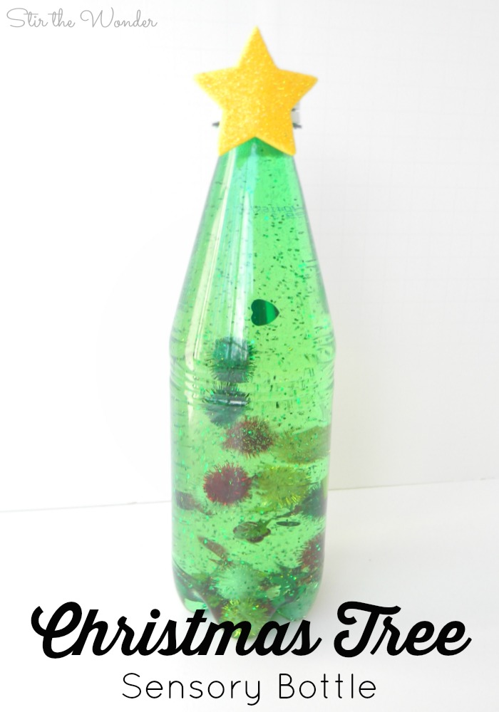 Christmas Tree Sensory Bottle is full of Christmas magic for all kids, even babies and toddlers while providing a calming sensory retreat for older kids!