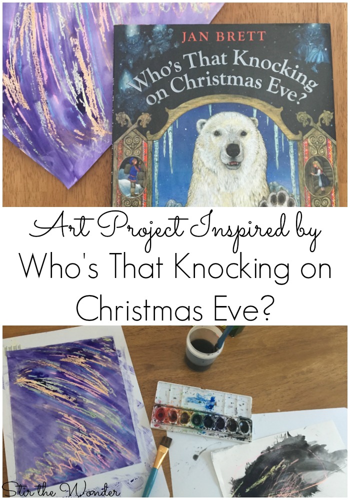 Simple Art Project inspired by Jan Brett's Who's That Knocking on Christmas Eve?