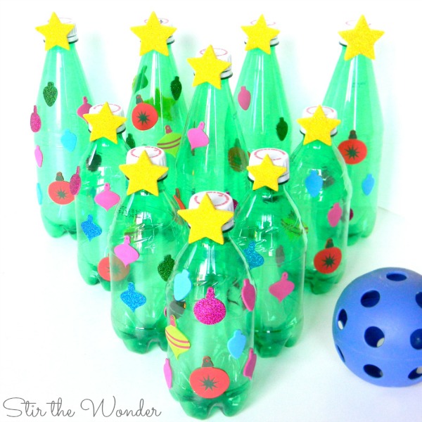 Christmas Tree Bowling is a great game to play at your next kids' holiday party! It's the perfect game to ecourage movement at the classroom, homeschool co-op or family party!