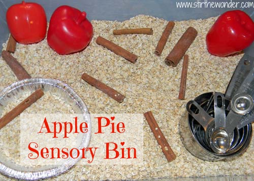 Apple Pie Sensory Bin | Stir the Wonder #kbn #sensory #apples