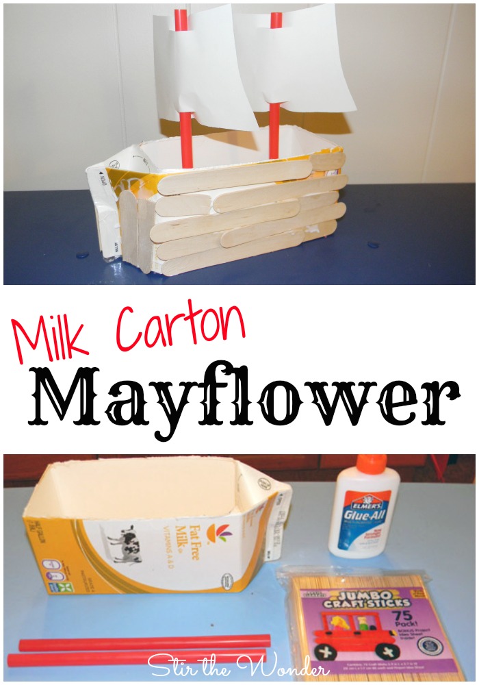 Milk Carton Mayflower | Stir the Wonder #kbn #thanksgiving #kidcraft