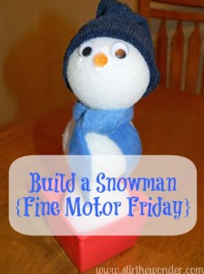 Build a Snowman {Fine Motor Fridays} | Stir the Wonder #kbn #finemotor #finemotorfridays #winter #snowman