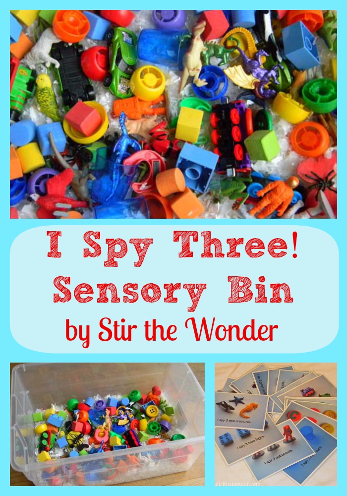 I Spy Three! Sensory Bin