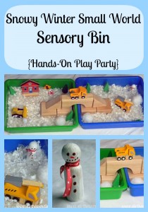 Snowy Winter Small World Sensory Bin {Hands-On Play Party} | Stir the Wonder #kbn #handsonplay #smallworld #sensory