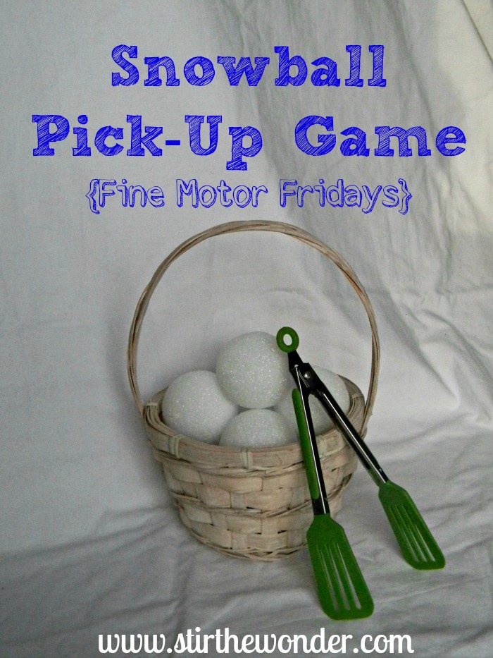 Snowball Pick-Up & Transfer {Fine Motor Fridays} | Stir the Wonder #kbn #finemotorfridays #finemotor