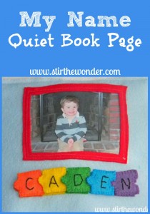 My Name Quiet Book Page {Hands-On Play Party} | Stir the Wonder #kbn #handsonplay #quietbook