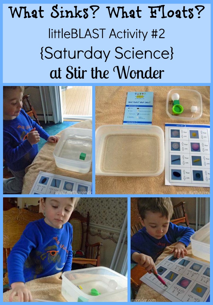 What Floats? What Sinks?: littleBLAST Activity #2 {Saturday Science} | Stir the Wonder #kbn #saturdayscience #science #preschool