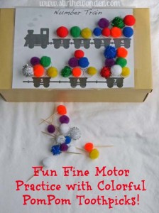 Colorful PomPom Toothpicks {Fine Motor Fridays} | Stir the Wonder