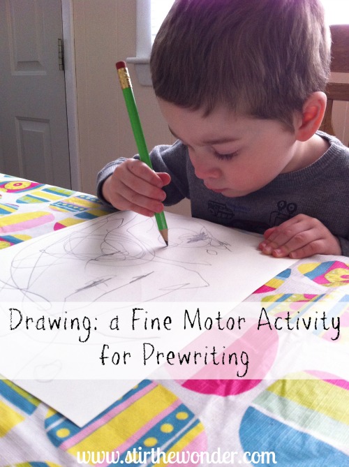Drawing: a Fine Motor Activity for Prewriting {Fine Motor Fridays} | Stir the Wonder #kbn #finemotorfridays #preschool