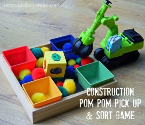 Construction pom pom pick up game