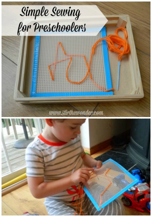 Simple Sewing for Preschoolers is an excellent fine motor activity.
