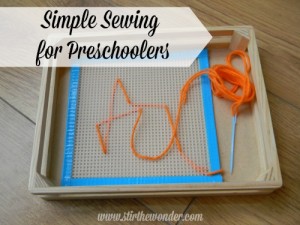 Simple Sewing for Preschoolers | Stir the Wonder #finemotorfridays #kbn #preschool