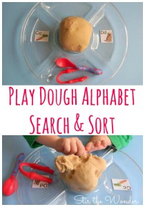 Play Dough Alphabet Search & Sort, adapted from 99 Fine Motor Ideas for Ages 1 to 5 | Stir the Wonder #finemotorfriday #finemotor #preschool