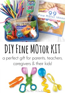 Making a DIY Fine Motor Kit is easy & afforadable! Plus it's a perfect gift for parents, teachers, caregivers & their kids!
