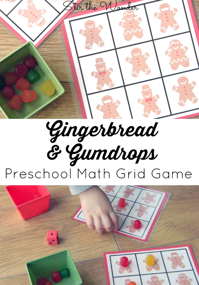 Gingerbread & Gumdrops: Preschool Math Grid Game {STEM with Candy Gumdrops brought to you by the STEM Saturday Blog Hop} | Stir the Wonder