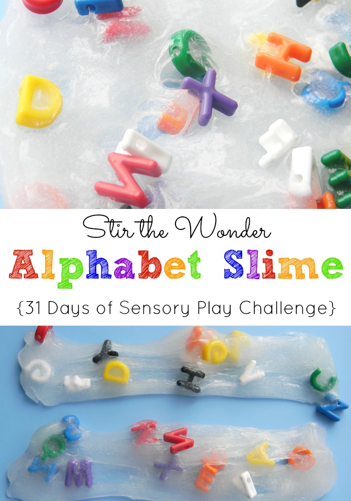 Alphabet Slime: 31 Days of Sensory Play Challenge | Stir the Wonder