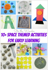 10+ Space themed activities for early learning covering math, science, fine motor skills, the alphabet and more! | Stir the Wonder