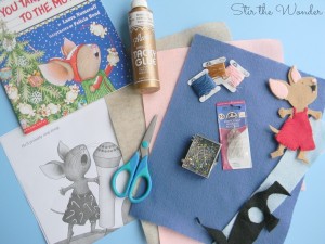 Supplies needed to make Felt Mouse for If You Give a Mouse a Cookie