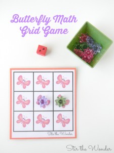 Butterfly Math Grid Game- great for preschoolers learning to count!