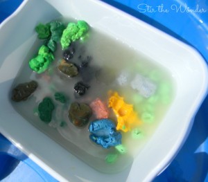 Mixing up the old play dough with water