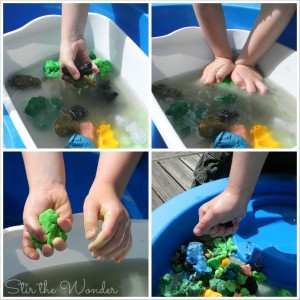 Squishing and Squeezing Play Dough Sensory Mud