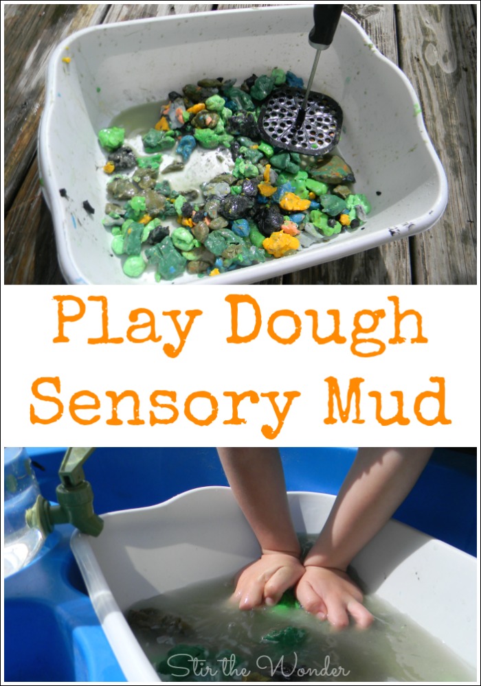 Play Dough Sensory Mud- the messy way to play with old play dough that is so much fun!