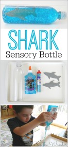 Make a Shark Sensory Bottle for an amazing, mess free sensory experience for kids of all ages! It makes a great calm down bottle too!