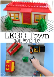 LEGO Town Small World Play- a simple small world set up for kids to play and use their imaginations!