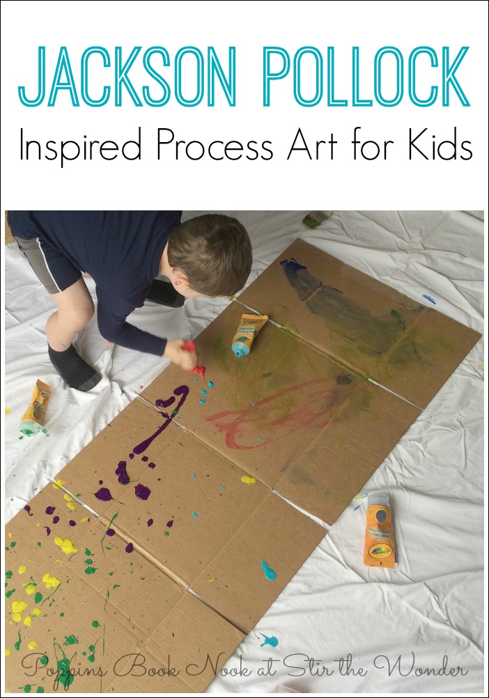 Jackson Pollock Process Art inspired by the children's picture book Action Jackson by Jan Greenberg.