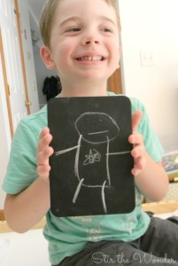 preschooler chalk drawing
