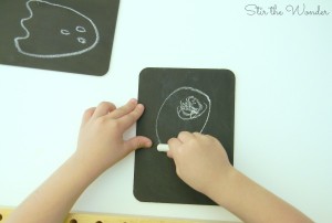 drawing with chalk on mini chalkboards