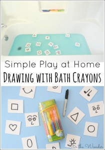 Drawing with Bath Crayons is a simple play idea for kids to do at home.