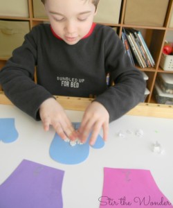 Mitten Math Counting Snowflakes Preschool Activity