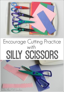 Want to encourage your kids to practice cutting with scissors? Try silly scissors! You preschooler will love it!