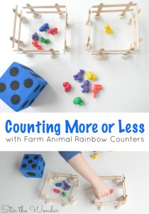 Counting objects and Comparing More or Less is an important math skill for preschoolers to learn. Using these fun Farm Animal Rainbow Counters will fit into any farm theme!