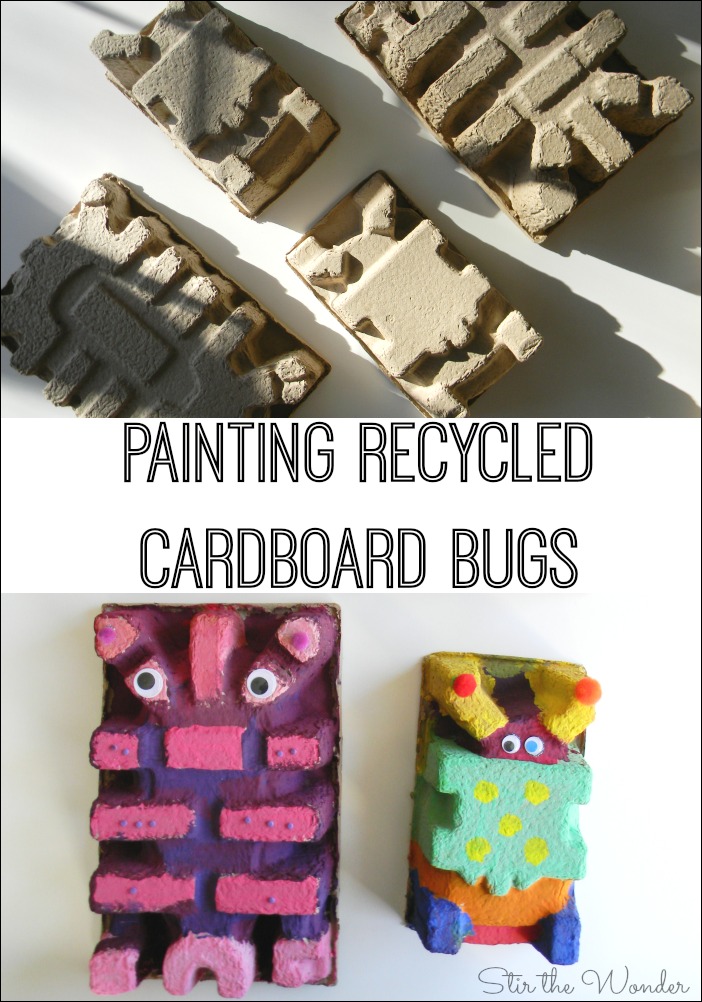 Painting Recycled Cardboard Bugs