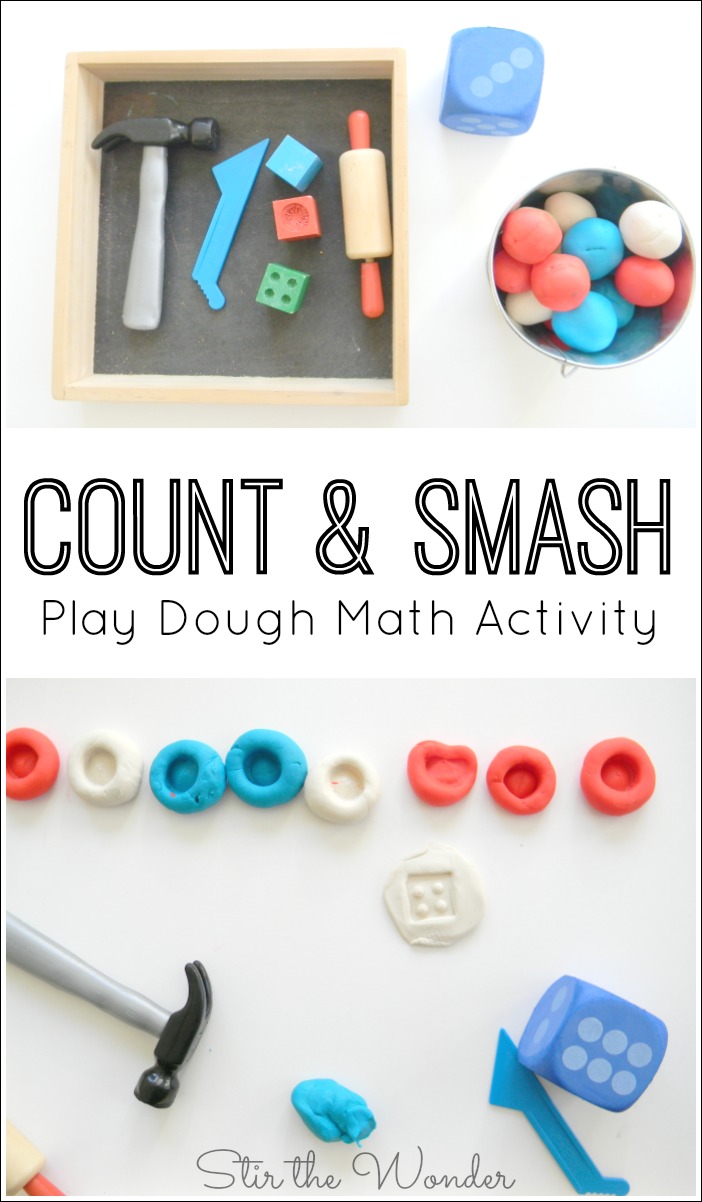 Count and Smash Play Dough Math Activity is a fun, hands-on, sensory way for preschoolers to practice counting & fine motor skills!