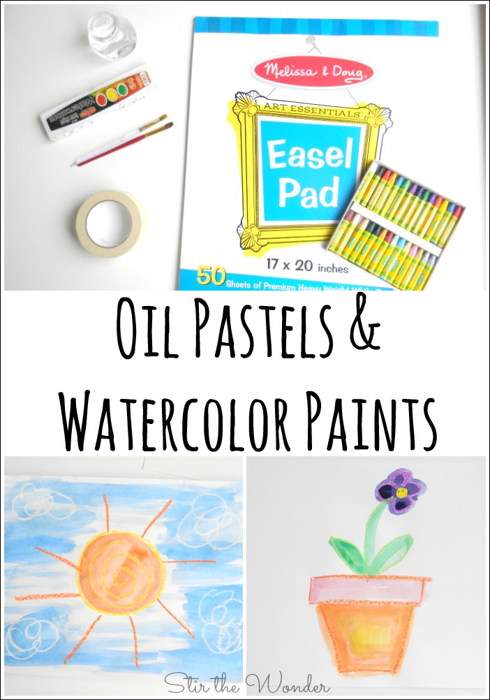 Oil Pastels and Watercolor Paints Process Art